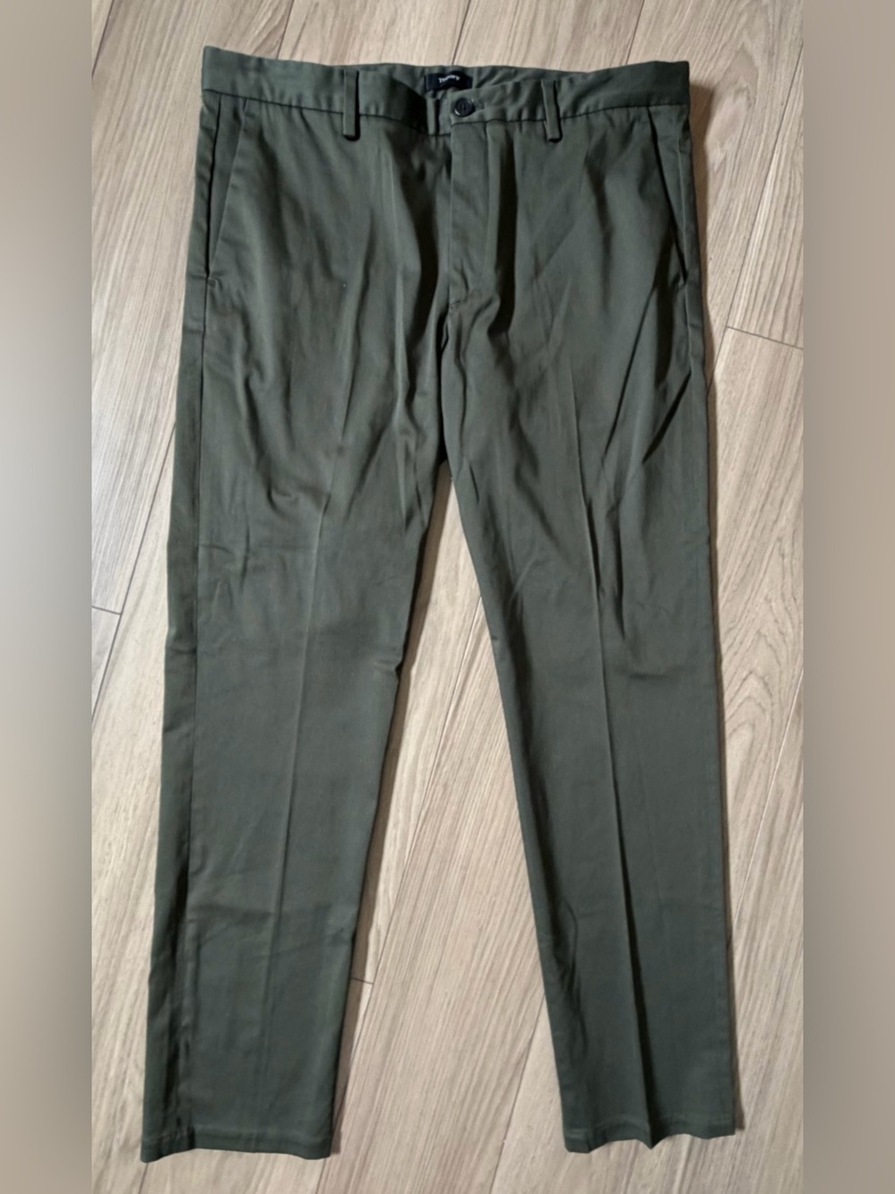 Theory Pants Mens 36x30 Olive Green Chino Straight Stretch Barrier Twill